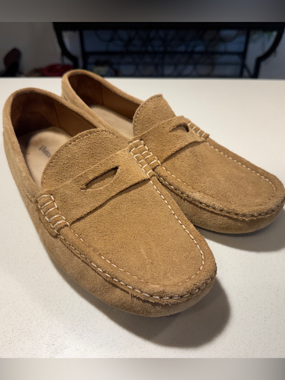 Quince Men's Suede Penny Loafers in Dune